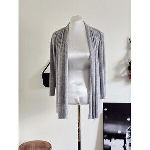 Dana Buchman Silver Long Sleeve Open Cardigan Shawl Glam Casual L